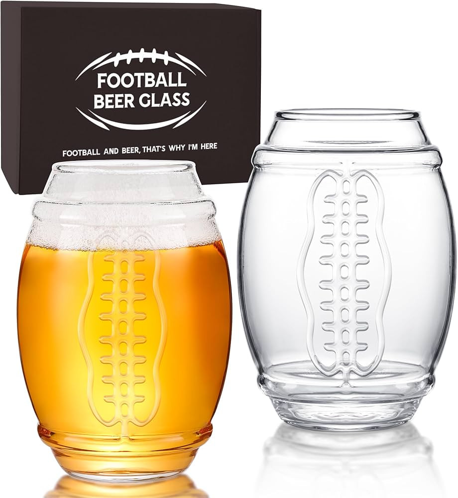Erweicet Set of 2 Football Beer Glass, 20 Ounce Football Tumbler Beer Glass Clear Glasses Mug for... | Amazon (US)