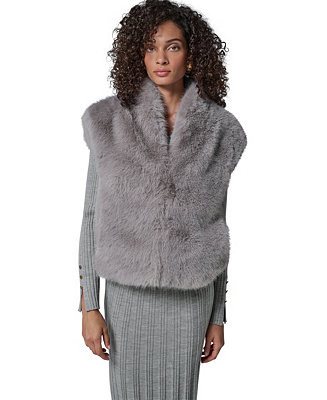 Women's Faux Fur Sleeveless Lined Vest Jacket | Macy's