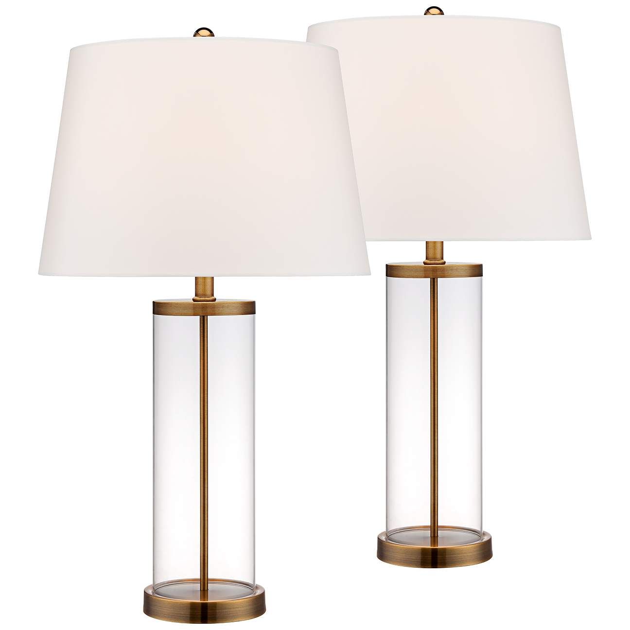 Glass and Gold Cylinder Fillable Table Lamp Set of 2 | Lamps Plus