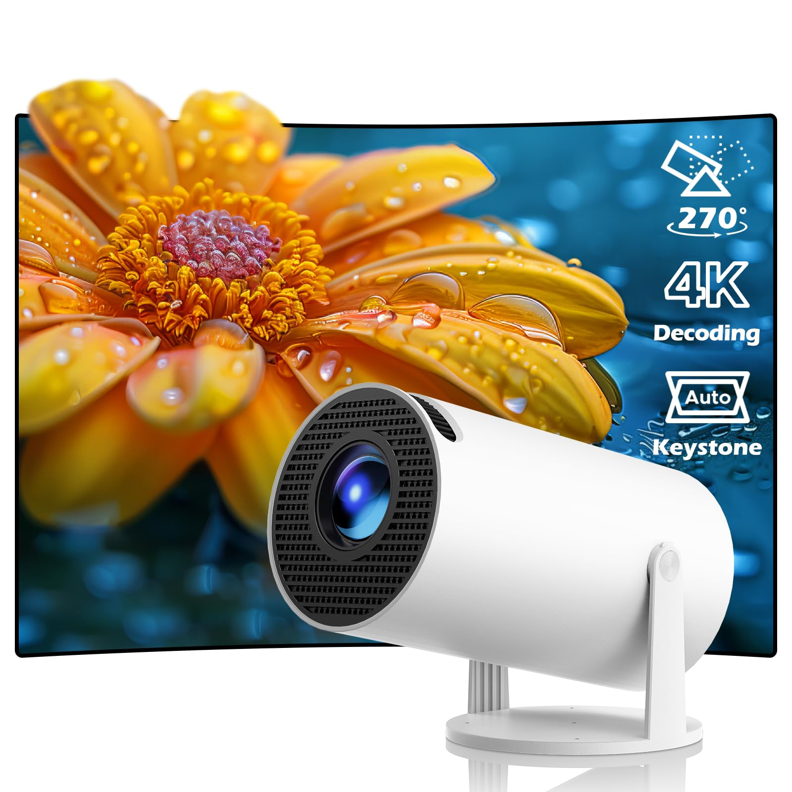 Mini Projector, Projectors Support 4K Full HD with WiFi Bluetooth Automatic Vertical Keystone Cor... | Amazon (US)