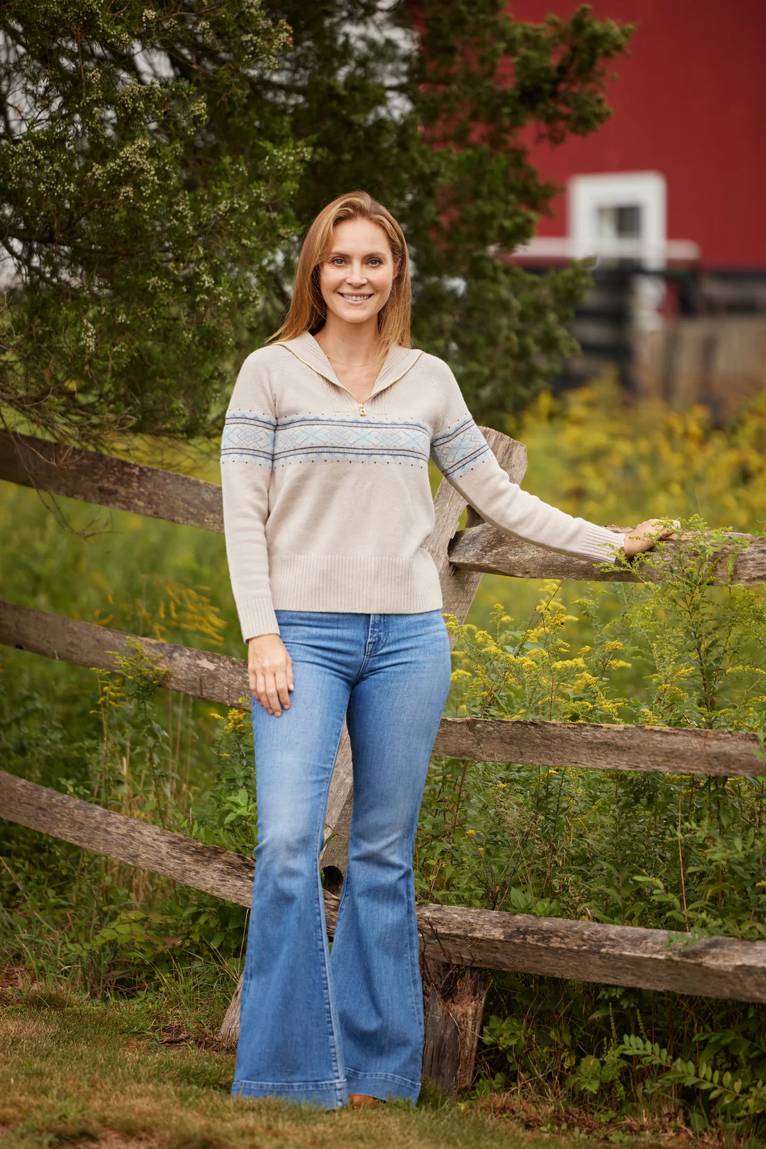 Camel Fair Isle Zip Sweater | Sail to Sable