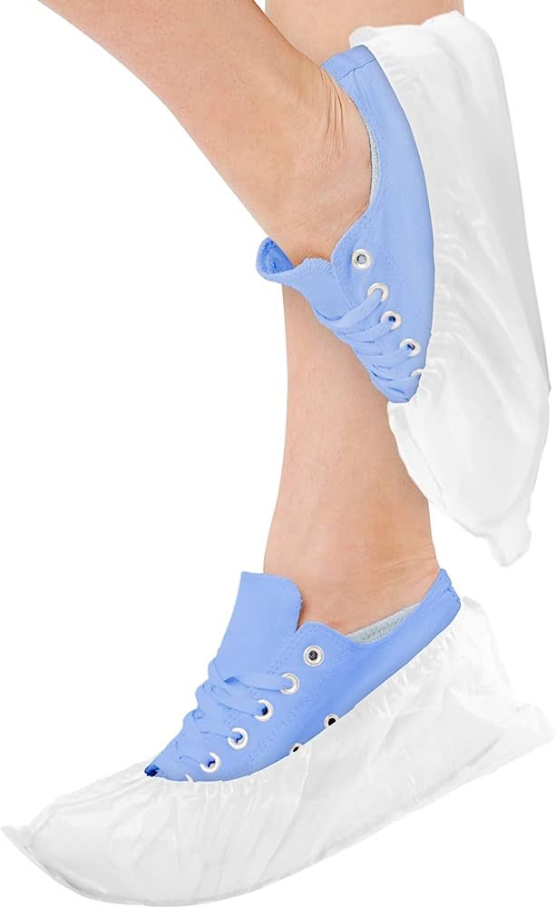EZGOODZ Waterproof Shoe Covers Disposable 16.5" x 6.5", Pack of 100 White Disposable Shoe Covers ... | Amazon (US)
