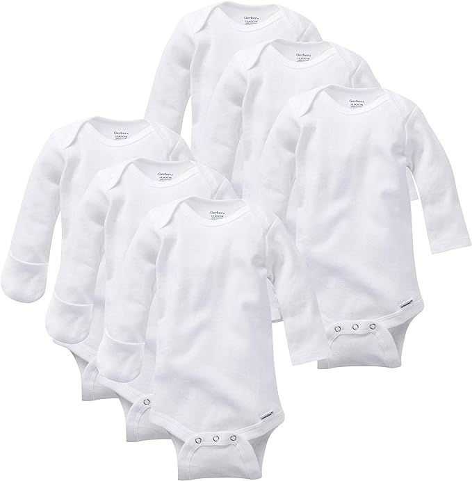Gerber Baby 3-Pack Or 6-Pack Long-Sleeve Mitten-Cuff Onesies Bodysuit | Amazon (US)