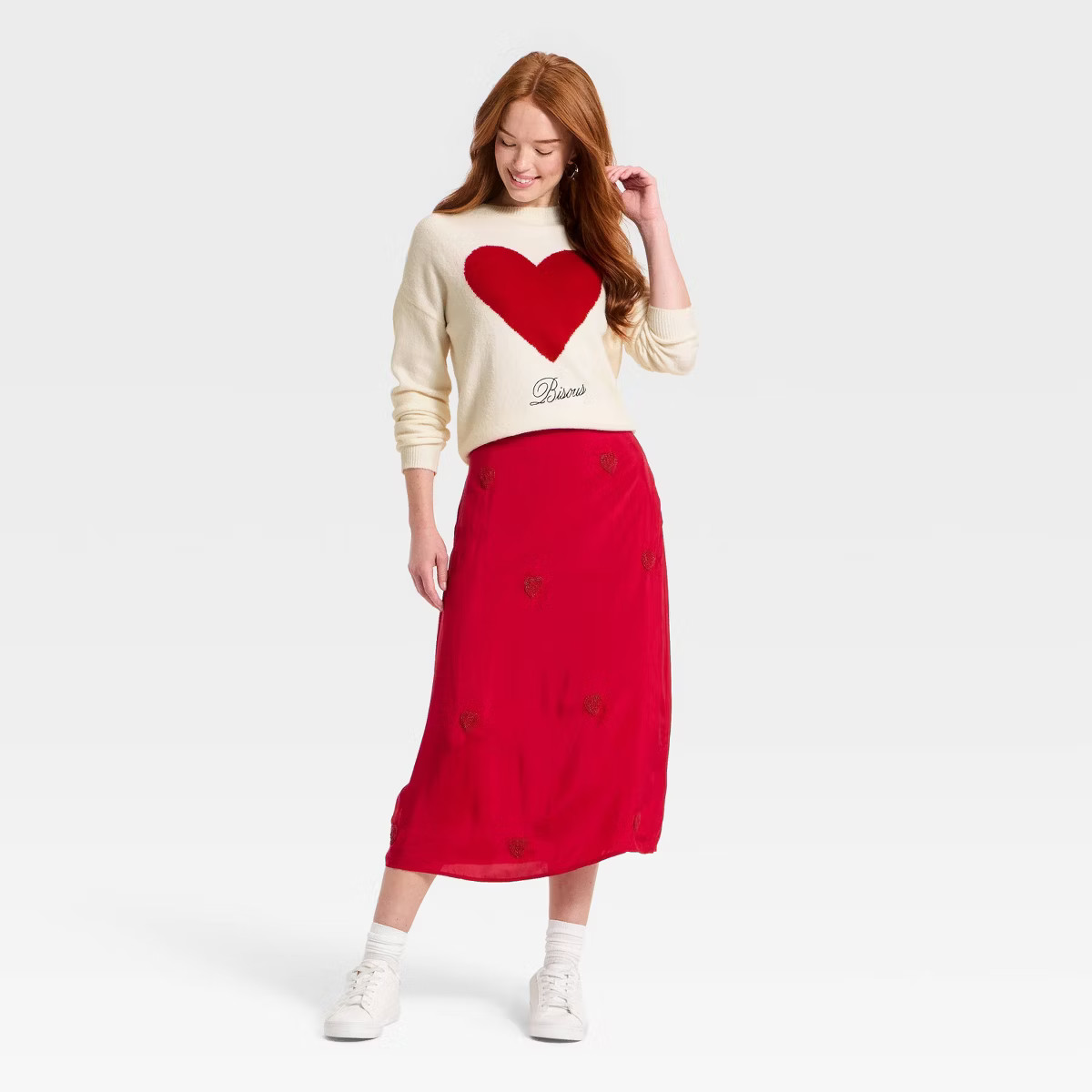 Women's Long Sleeve Pullover Heart Sweater - A New Day™ | Target