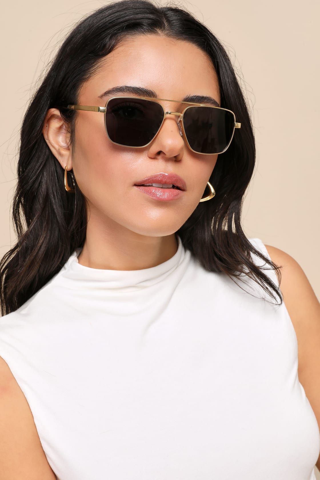 Brooks Gold Aviator Sunglasses | Lulus