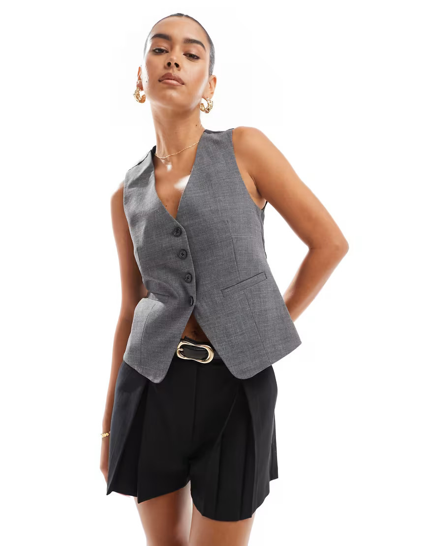 Stradivarius waistcoat in light grey | ASOS (Global)