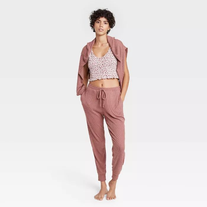 Women's Cozy Ribbed Lounge Jogger Pants - Colsie™ | Target