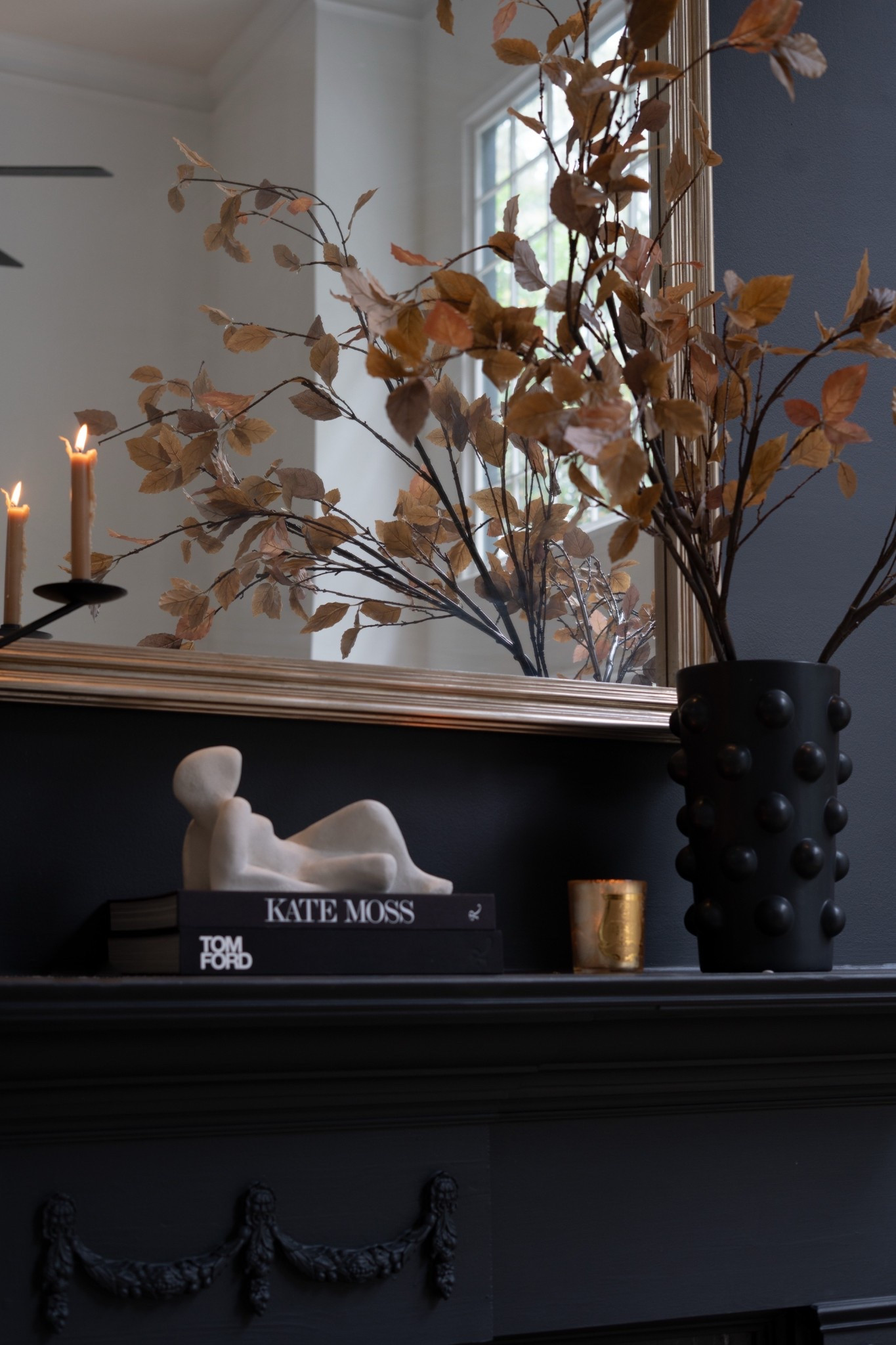 OMG! I am absolutely obsessed with these faux stems! They completely transformed my mantel into a total moody and Fall moment. The warm autumn tones bring in so much texture and movement while still feeling chic and timeless. Paired with sculptural decor, luxe coffee table books, and that bold black vase, the whole look feels elevated and curated! It’s the perfect way to get that cozy fall interior design vibe without ever worrying about real stems fading. I’m obsessed! 

#LTKStyleTip #LTKSeasonal #LTKHome