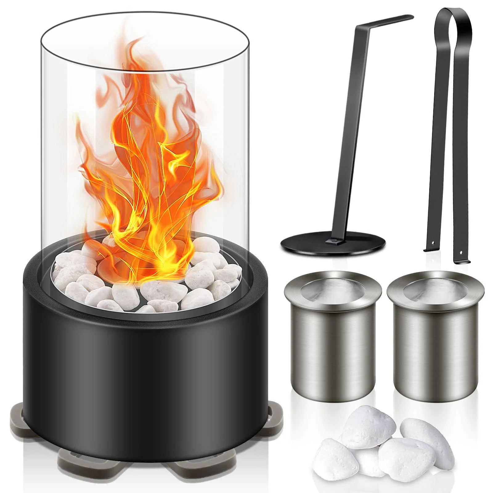 Glass Ethanol Outdoor Tabletop Fireplace with Flame Guard | Wayfair North America