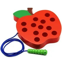 Glory Island Wooden Lacing Apple Toy Threading Montessori Activity Learning Early Development Edu... | Walmart (US)