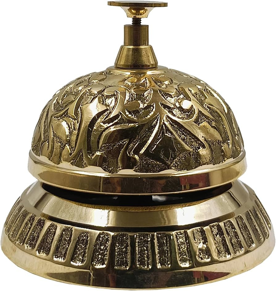 The Metal Magician Solid Brass Victorian Style Service Desk Bell, Antique Reception Desk Bell, Ru... | Amazon (US)