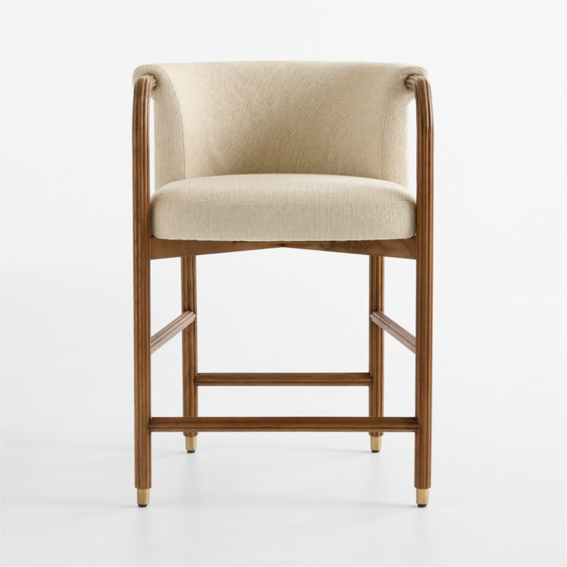 Advantage Ivory Upholstered Wood Counter Stool by Venus Williams | Crate & Barrel