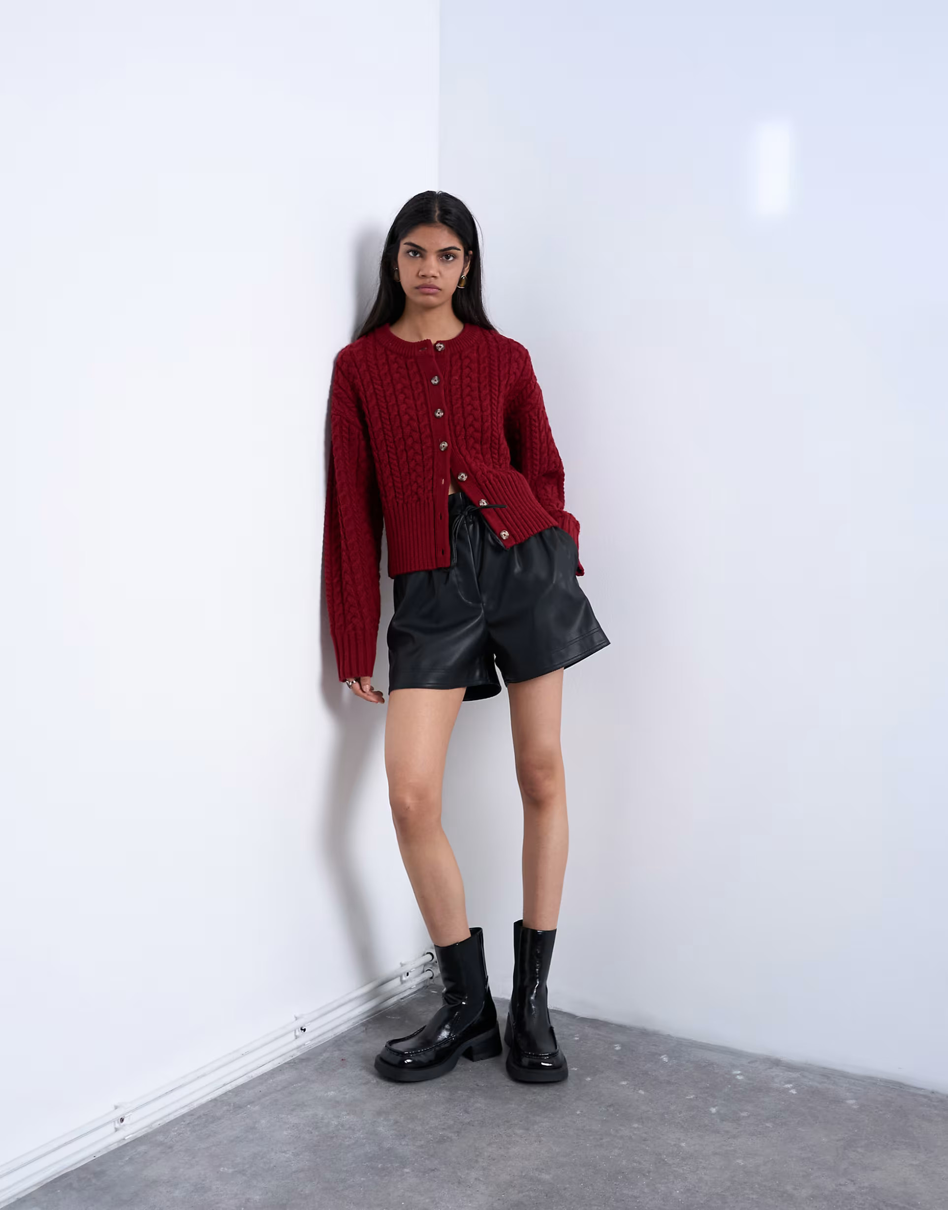 Topshop faux leather paper bag short in black | ASOS | ASOS (Global)