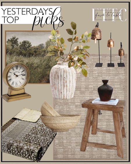 Yesterday’s Top Picks. Follow @farmtotablecreations on Instagram for more inspiration.

Vintage Bench Wood Stool Square Entryway Bench Bathroom Bench Bathtub Stool Weathered Old Antique Bench Stool Bedroom Bench Stool. Magnolia Cream Berry Stem. Pottery Barn Weathered Handcrafted Terracotta Vases. Best Selling Dark Brown Bedding Gorgeous quilt that has the perfect vintage look! With Two 18x28 inches Pillows cover Free Unique Design. InSimSea Square Framed Canvas Wall Art Decor, 12"x12" Vintage Farmhouse Natural Field Wall Art Prints, Desk Decor, Classical Oil Paintings Home Decor for Bedroom Living Room, Kitchen, Office. Creative Co-Op Decorative Metal Mantel Clock, Gold Finish. Bell Stands Vintage Inspired Copper Bells Meta Iron Bells Stands Luxe B Co. Paper Mache Bowl. Machine Woven Performance Sand Rug. 

#LTKfindsunder50 #LTKhome #LTKsalealert