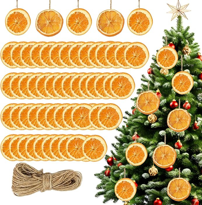 Christmas Decorations, 50 Pcs Dried Orange Slices with Hemp Rope, Rustic Christmas Wreath, DIY Ha... | Amazon (US)
