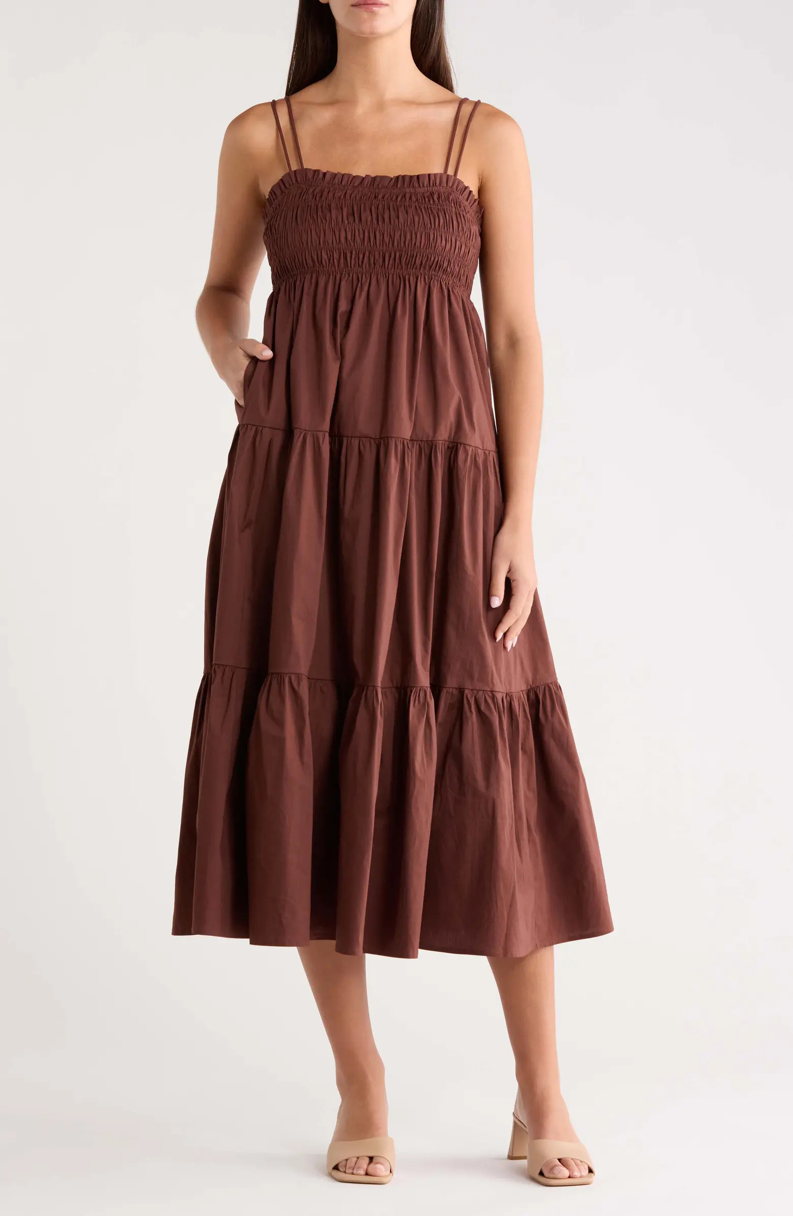 SUGARLIPS Gennie Smocked Tiered Cotton Midi Dress | Nordstrom | Nordstrom