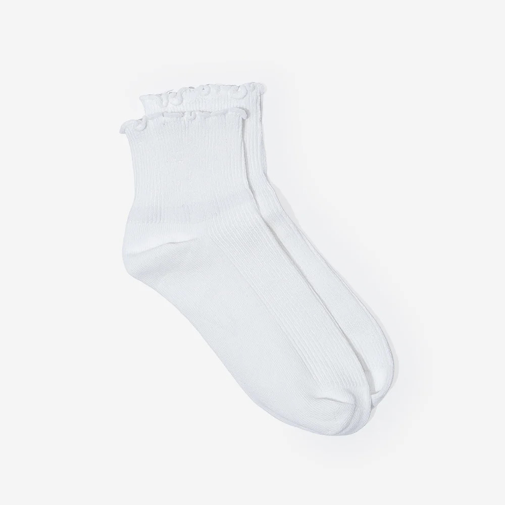 Ruffle Edge Socks | White White | Marleylilly