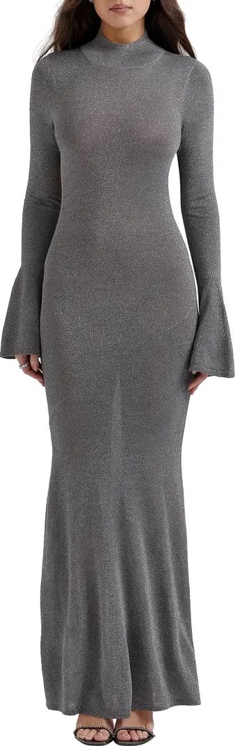Sancha Open Back Long Sleeve Semisheer Body-Con Maxi Dress | Nordstrom