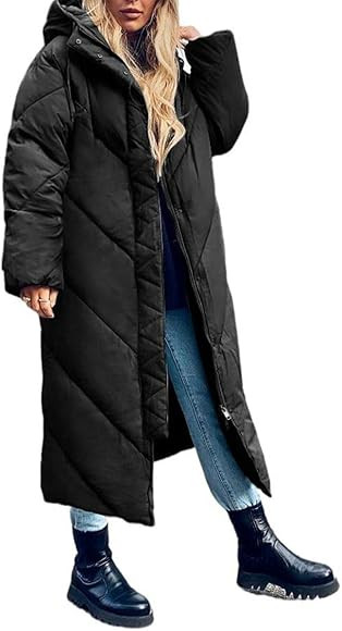 GIBLY Women's Hooded Long Puffer Coat Winter Longer Thickened Down Jacket Zip Cottoon Outwear | Amazon (US)