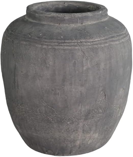 Large Terracotta Round Vase, Antique Grey Finish | Amazon (US)