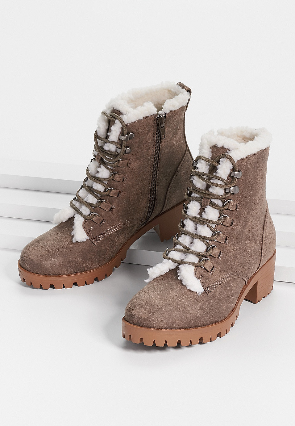 Ciara Sherpa Lined Heeled Hiker Boot | Maurices