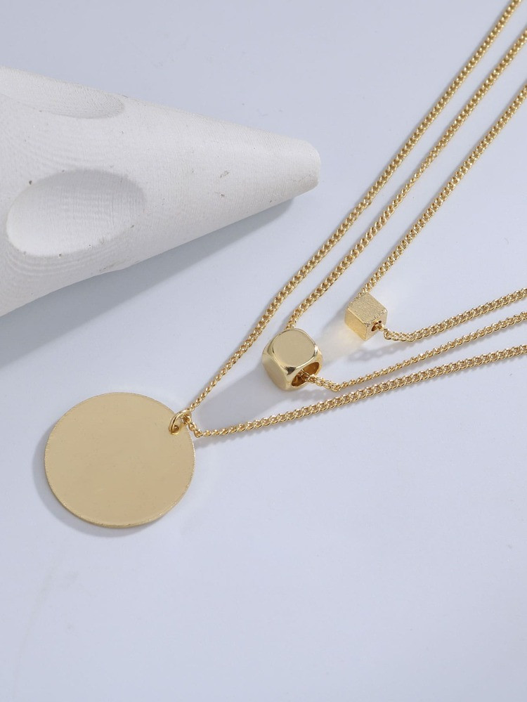 18K Gold Plated Disc Charm Layered Necklace | SHEIN