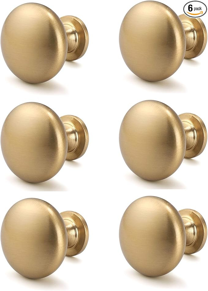 6 Pack Solid Cabinet Knob Warm Gold Kitchen Drawer Knob Champagne Bronze,Euro Style Dresser Knob ... | Amazon (US)