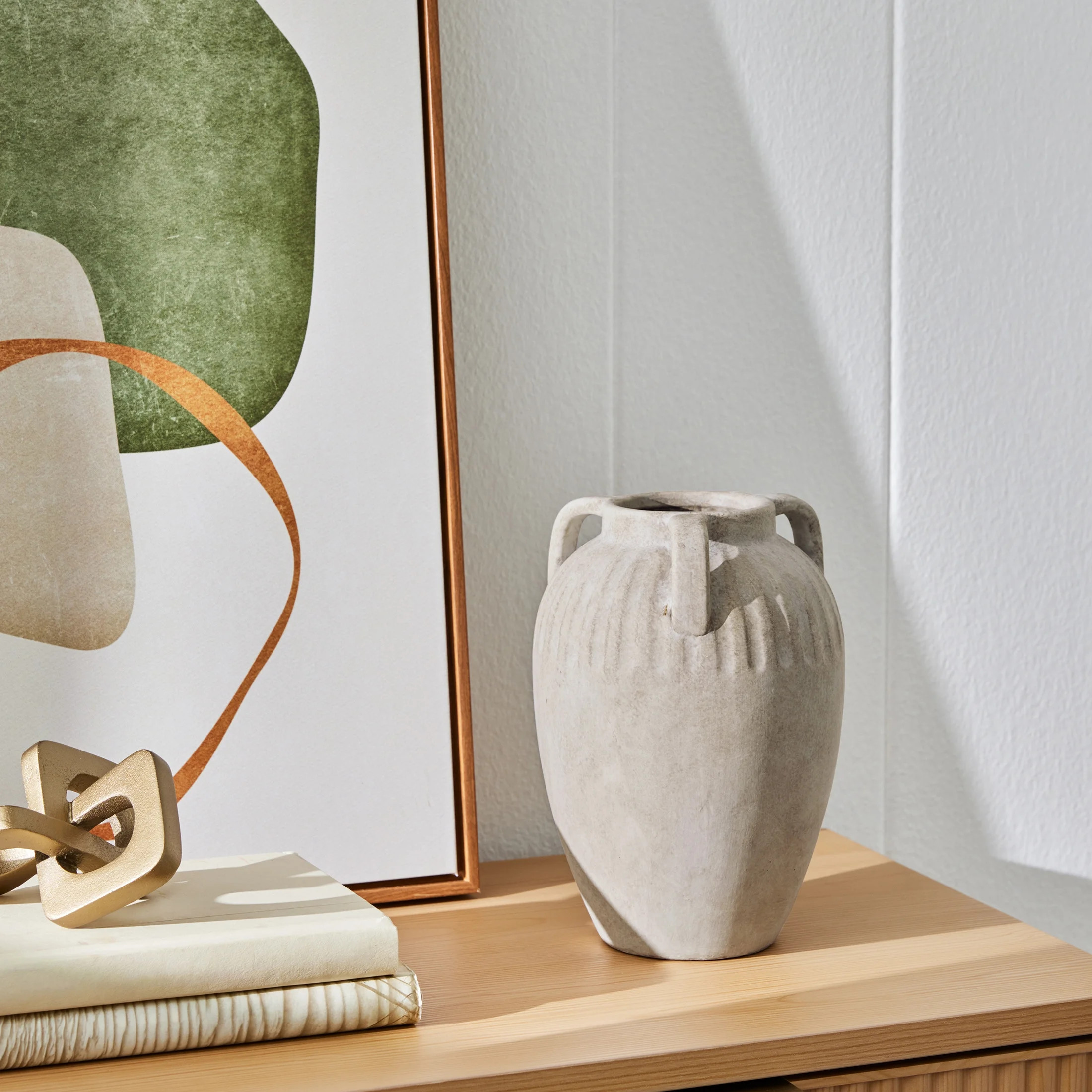 Better Homes & Gardens Three Handled Ceramic Vase, 10", Ivory | Walmart (US)