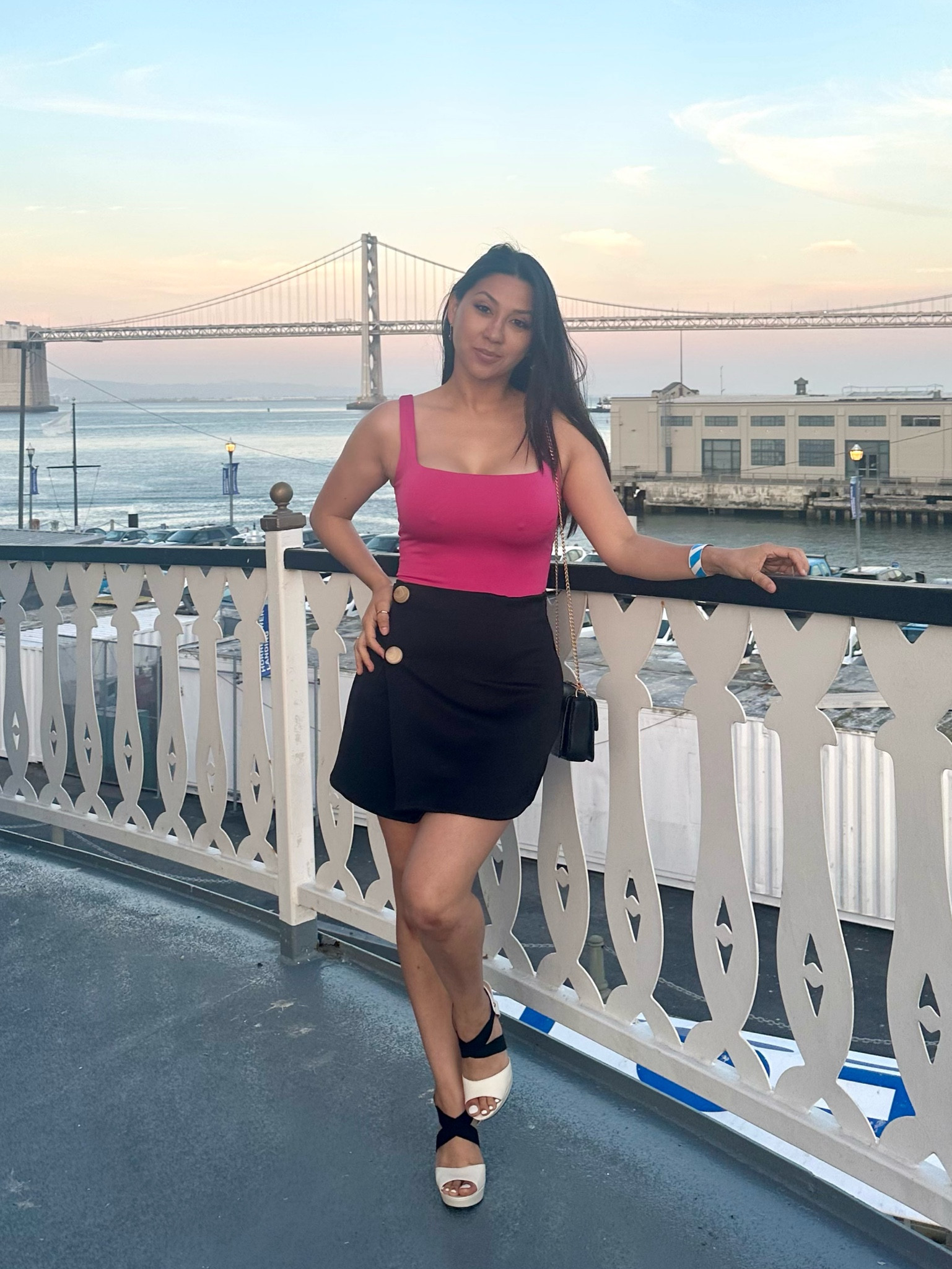 Pink Amazon bodysuit 💕 Tory Burch handbag, black skirt and white heels. 

#LTKbeauty #LTKFind