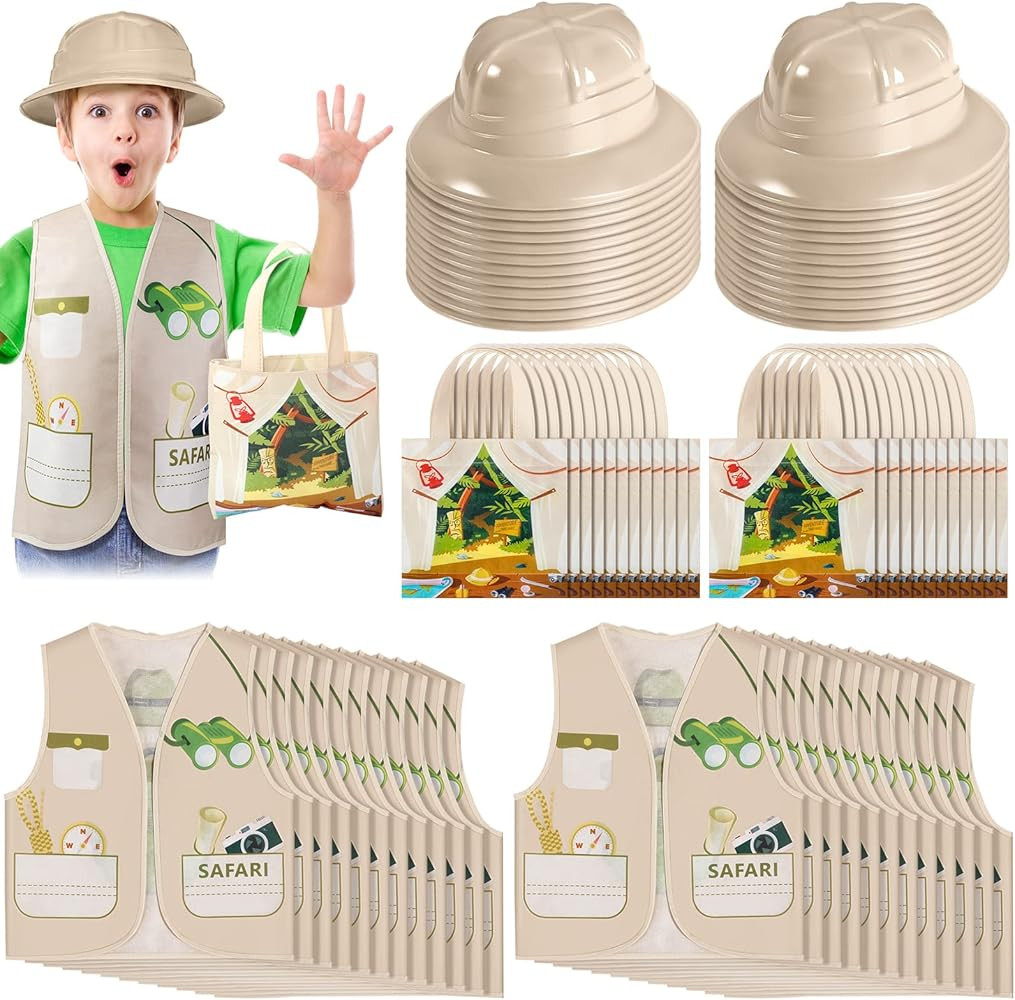 Newcotte 72 Pcs Kids Explorer Costume Toy Include 24 Kids Explorer Vest 24 Kids Party Plastic Exp... | Amazon (US)