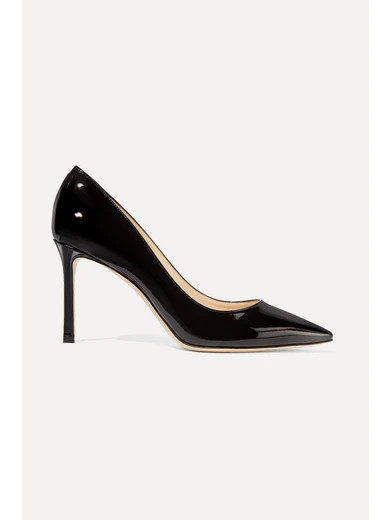 Jimmy Choo - Romy 85 Patent-leather Pumps - Black | NET-A-PORTER (US)