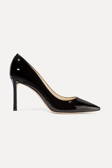 Jimmy Choo - Romy 85 Patent-leather Pumps - Black | NET-A-PORTER (US)