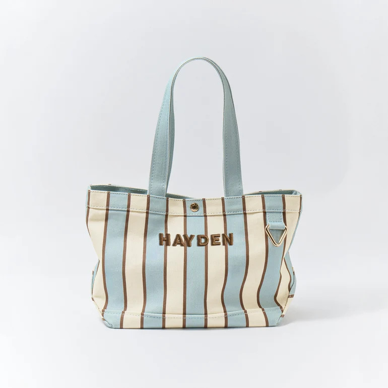 Striped Alpha Custom Name Tote - Driftwood | BaubleBar