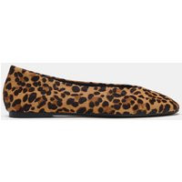 Zara - Textured Leather Printed Ballet Flats - Leopard - 9 - Woman | Zara US