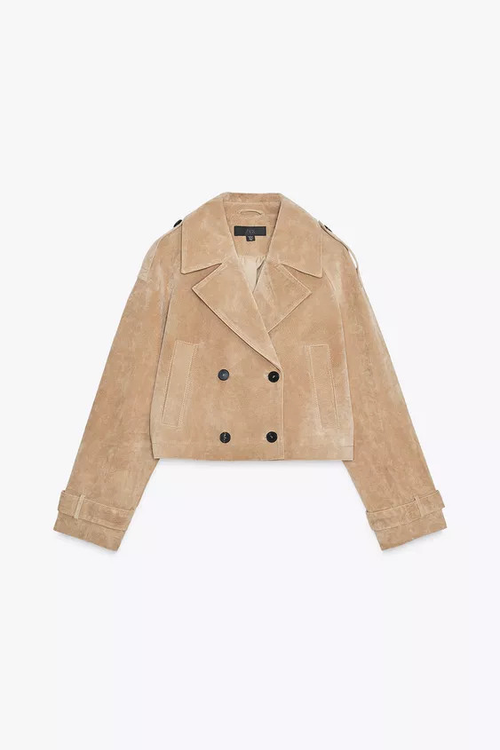 100% LEATHER SHORT TRENCH COAT | Zara US