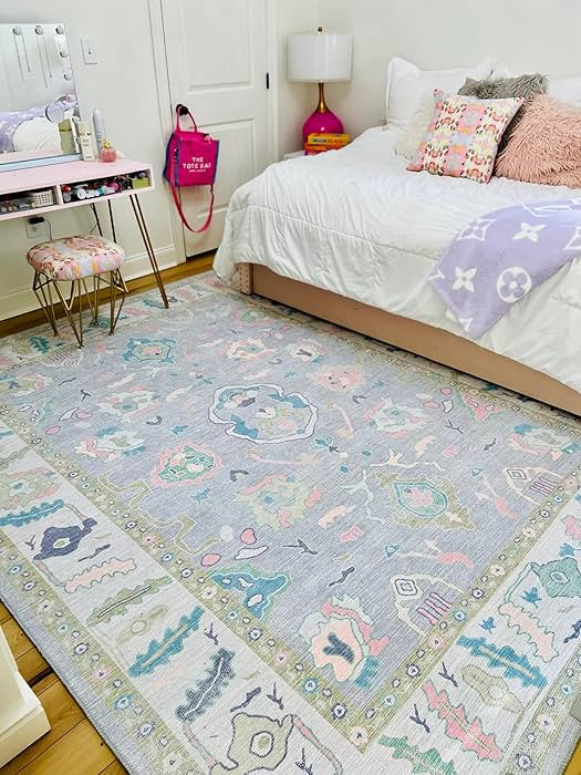 Modern Oushak Rug, Vintage Turkish Lavender Oriental Antique Inspired Washable Area Rugs, Luxury ... | Amazon (US)