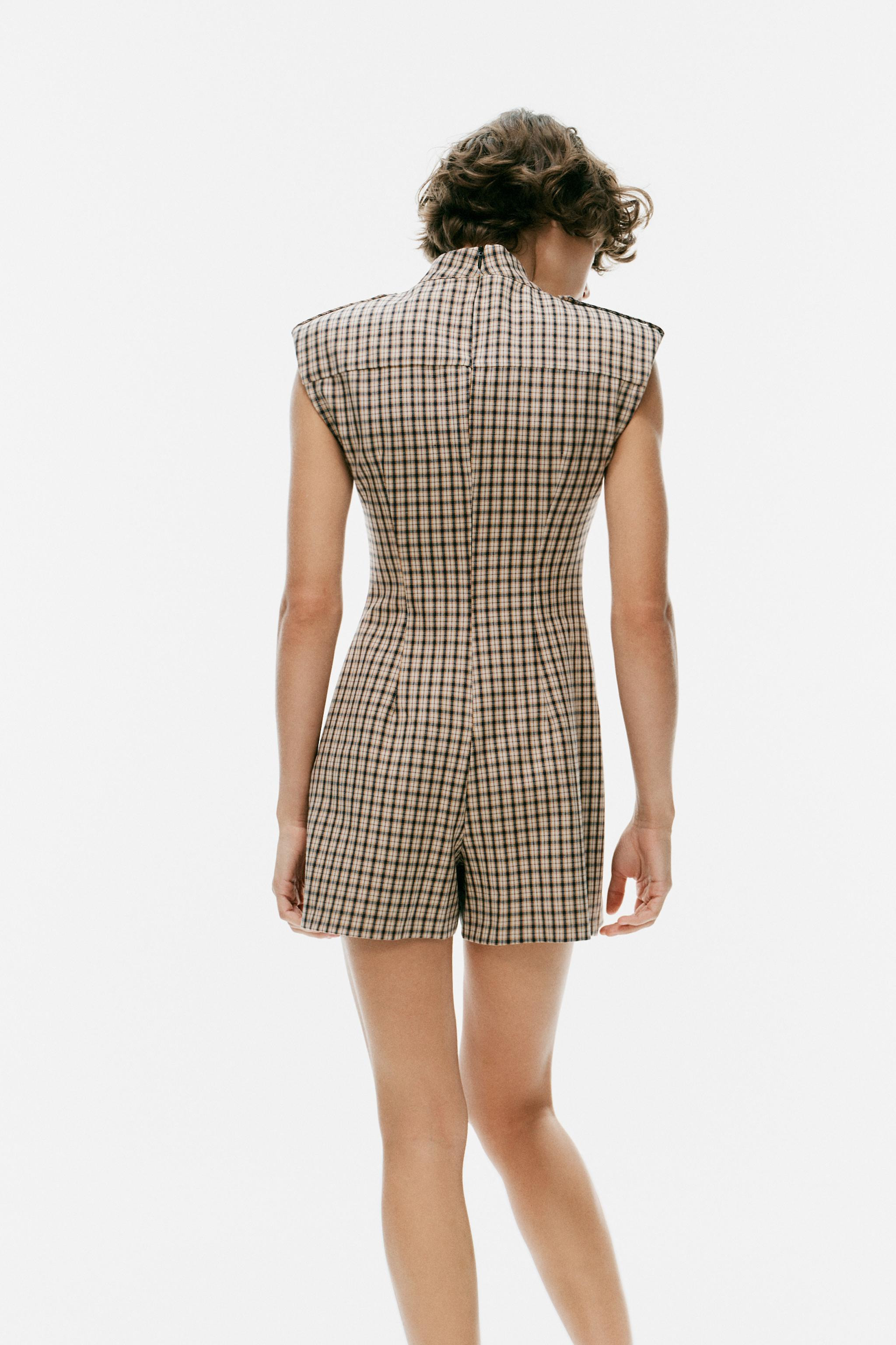 PLAID SHORT JUMPSUIT WITH LOOPS | Zara US