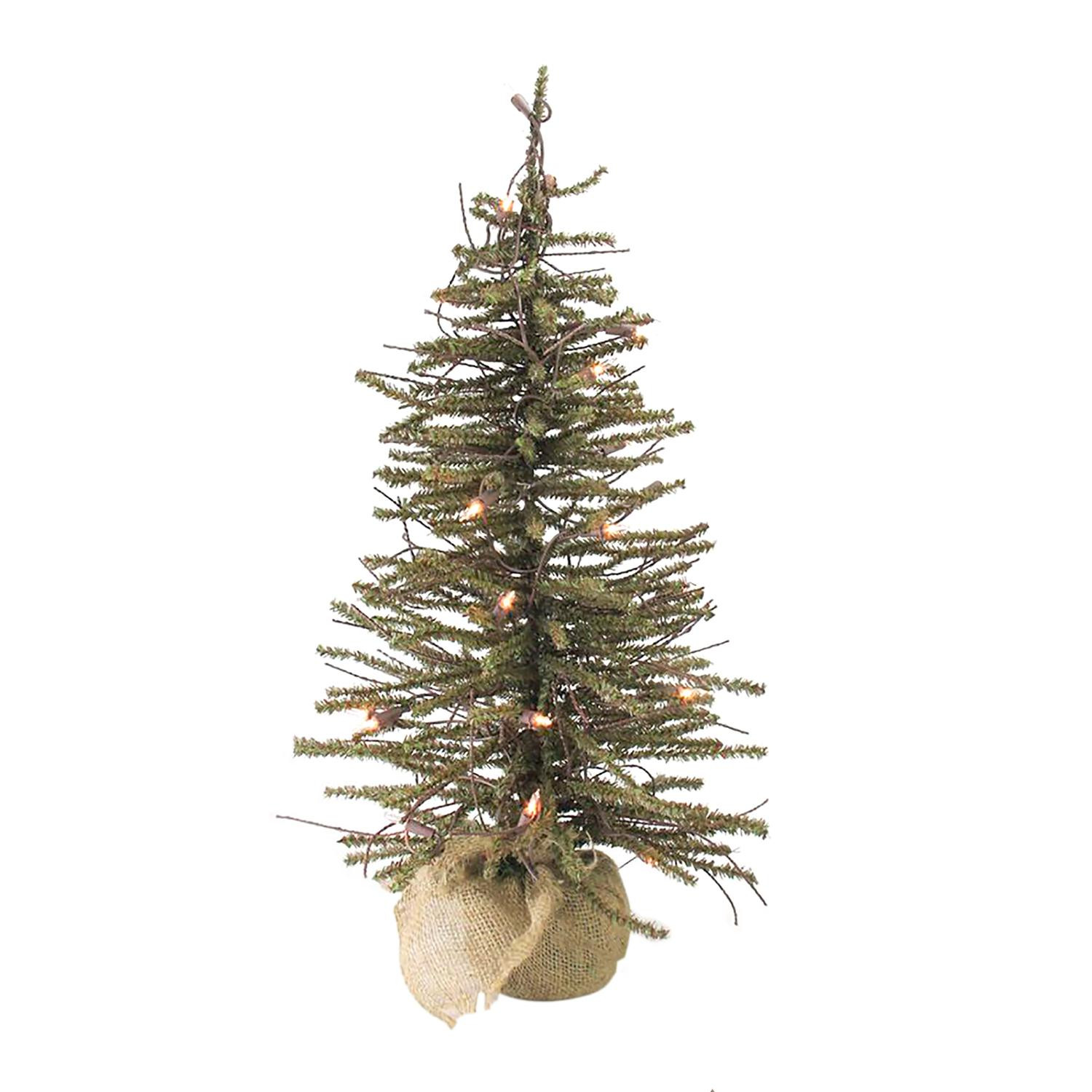 2' Pre-Lit Warsaw Twig Artificial Christmas Tree in Burlap Base - Clear Lights | Walmart (US)