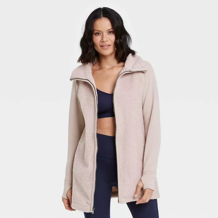 Women's Sherpa Full Zip Long Jacket - All in Motion™ | Target