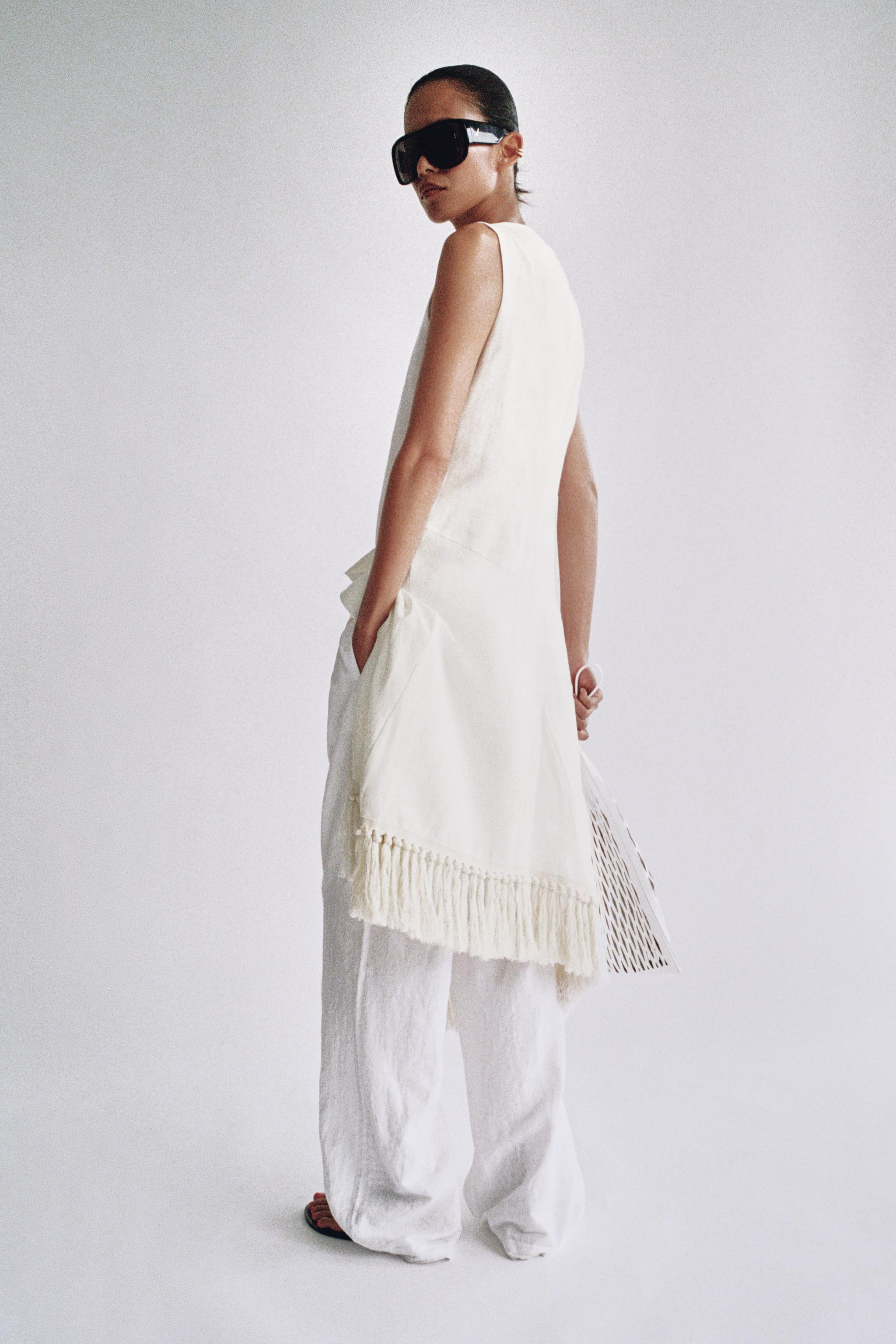 ZW COLLECTION 100% LINEN FRINGED DRESS | Zara US