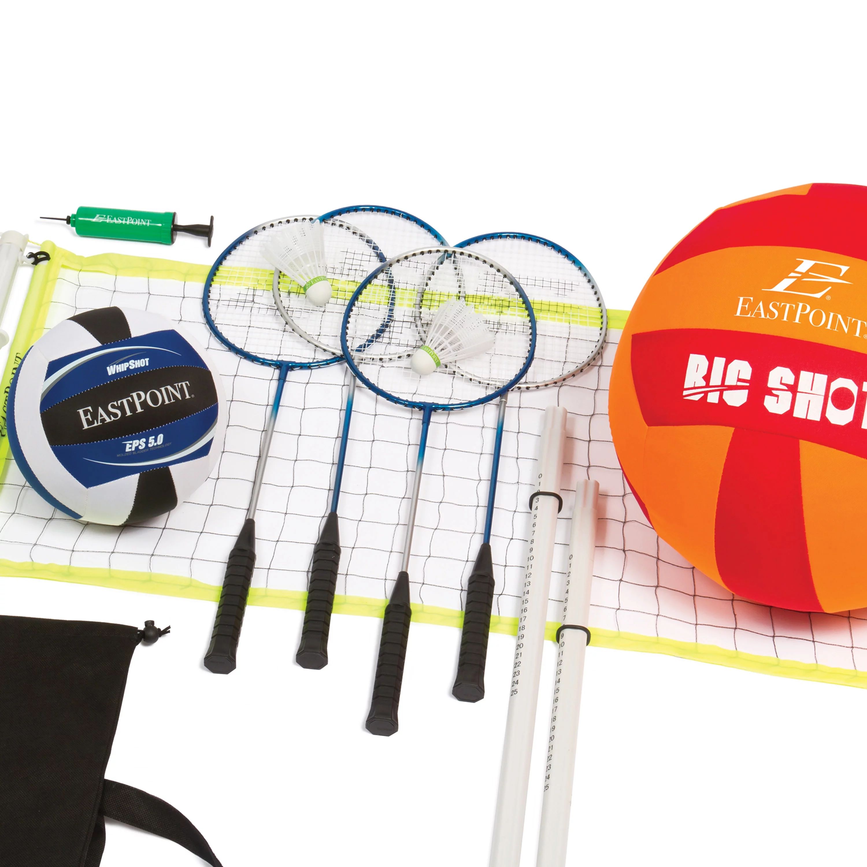 EastPoint Sports Volleyball and Badminton Combo Set - Adjustable Height Net - Includes 2 Volleyba... | Walmart (US)