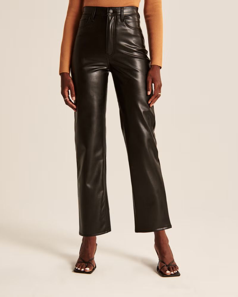Vegan Leather Ankle Straight Pant | Abercrombie & Fitch (US)