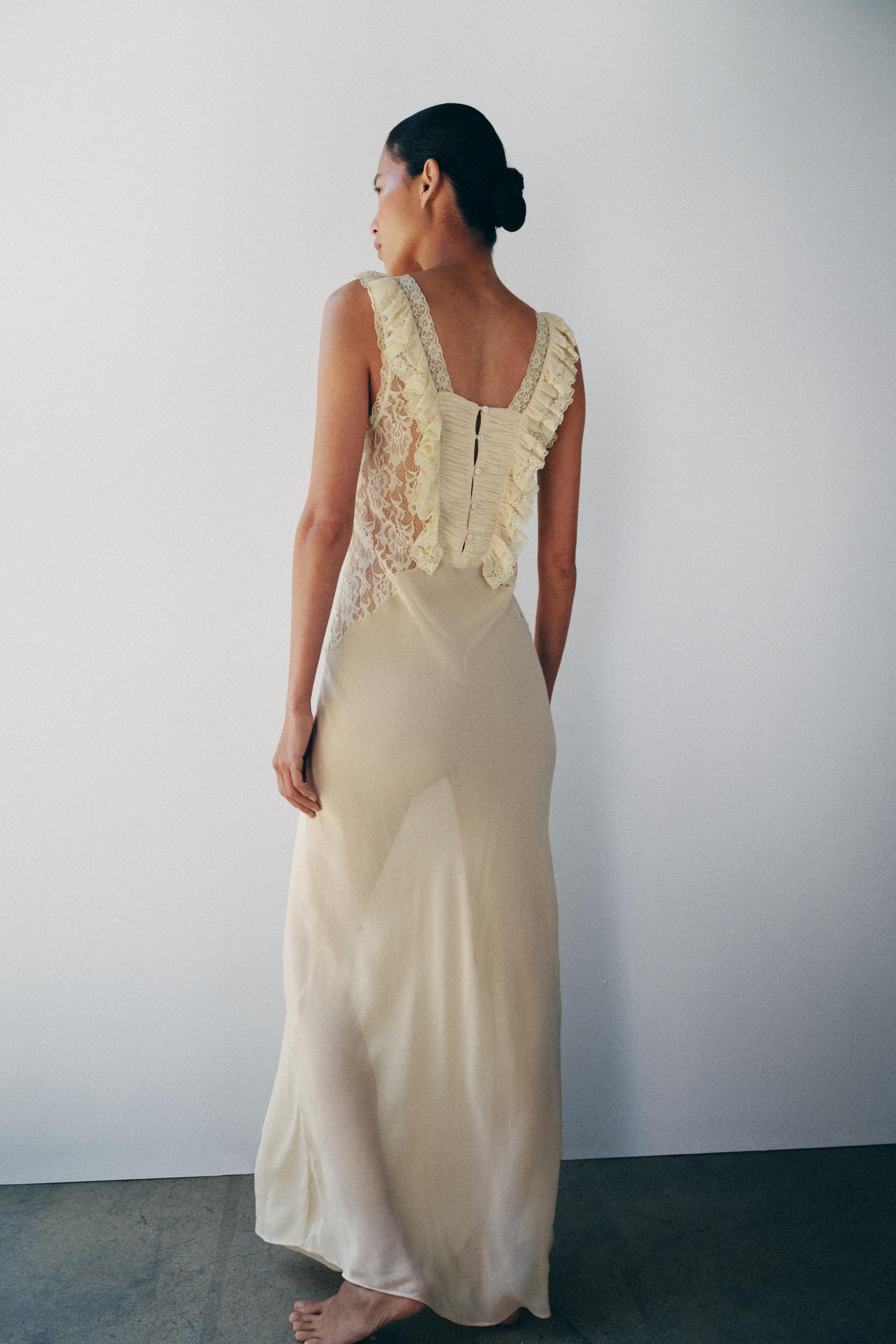 LONG DRAPED LACE DRESS | Zara UK