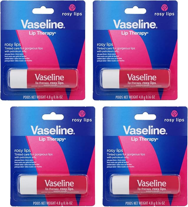 Vaseline Lip Therapy Care Rosy, Fast-Acting Nourishment, Ideal for Chapped, Dry, Cracked, or Damaged Lips, Lip Balm, 4-Pack, 0.16 Oz Each | Amazon (US)