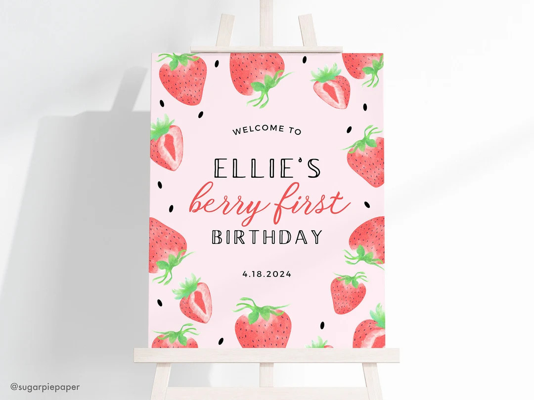 Berry First Birthday Welcome Sign, Strawberry First Birthday, Berry Birthday Decorations, First B... | Etsy (US)