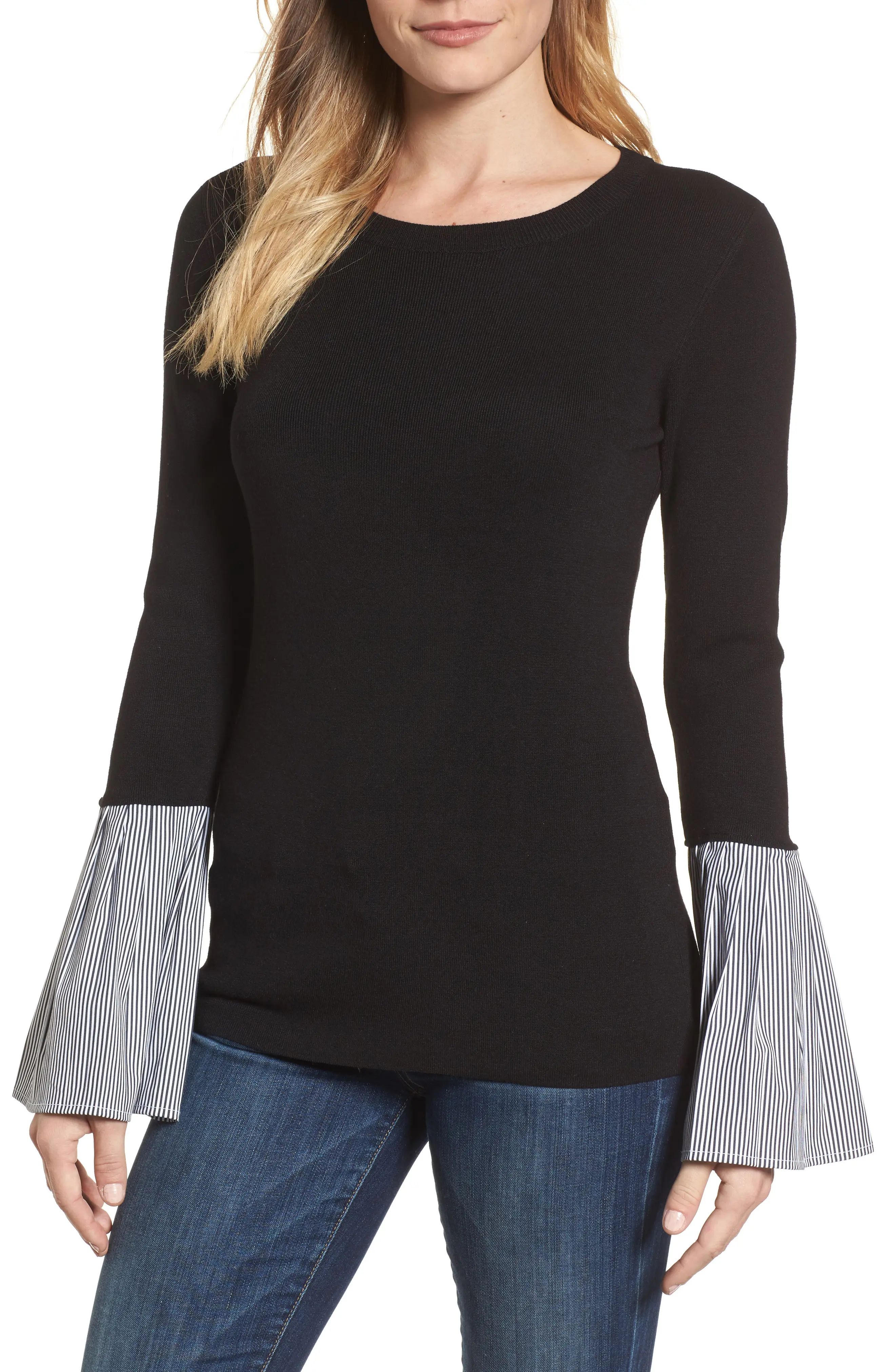 Poplin Bell Cuff Sweater | Nordstrom