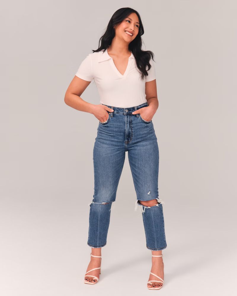 Women's Ultra High Rise Ankle Straight Jean | Women's New Arrivals | Abercrombie.com | Abercrombie & Fitch (US)