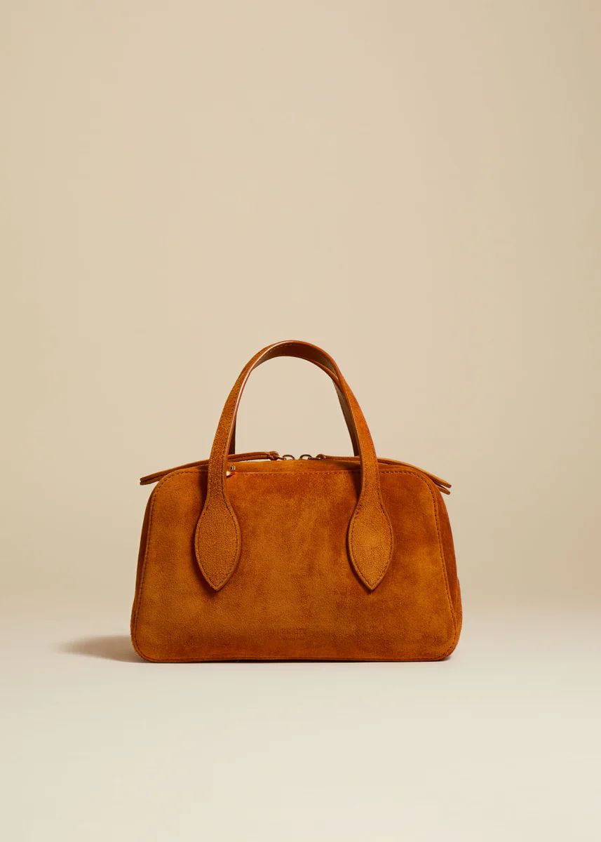 The Small Maeve Crossbody Bag in Caramel Suede | Khaite