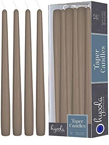 12 Pack Tall Taper Candles - 10 Inch Taupe Gray Dripless, Unscented Dinner Candle - Paraffin Wax ... | Amazon (US)
