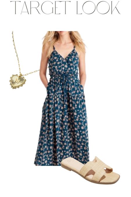 Target Spring Look ❤️ dress and sandals on sale now - initial pendant is new and $20 - perfect spring look for less 

#LTKxTarget #LTKSeasonal #LTKstyletip
